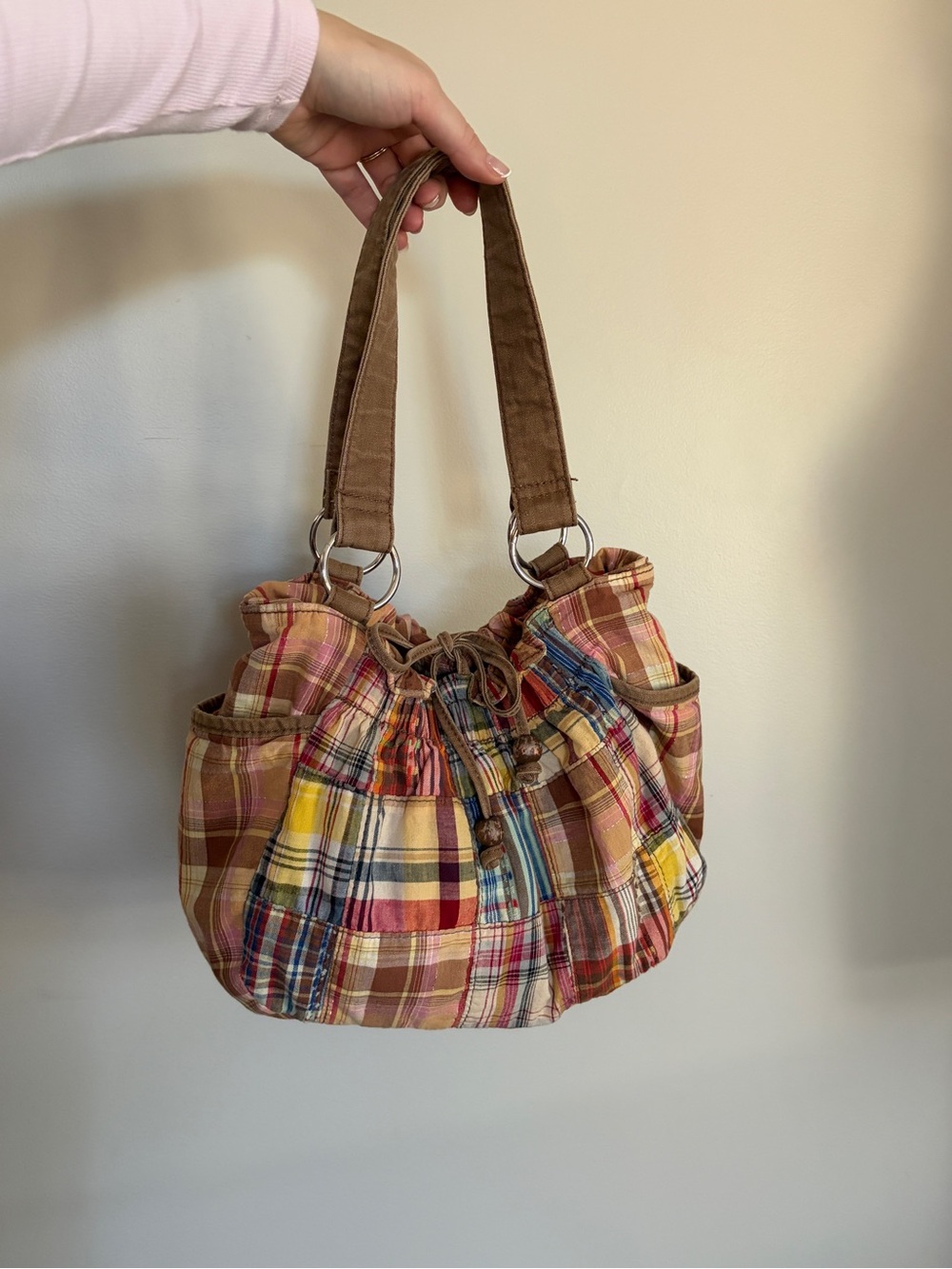 Y2K Patchwork Plaid Boho Chic Fabric Hobo Shoulder Bag